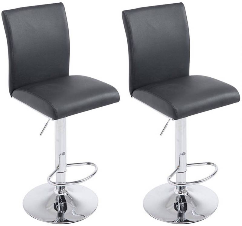 TPFLiving Barhocker höhenverstellbar (Set, 2 St., Barstuhl mit Rückenlehne- - Thekenhocker - Hocker für Küche), 360° drehbar - chromfarbener Stahl - Sitzfläche: Kunstleder Schwarz von TPFLiving