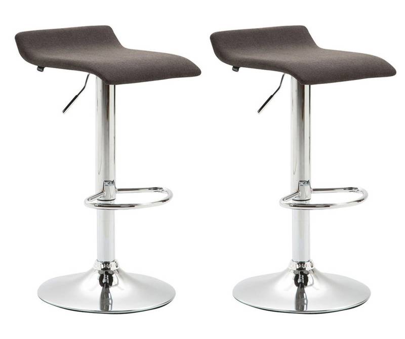 TPFLiving Barhocker höhenverstellbar (Set, 2 St., Tresenhocker - Barstuhl - Thekenhocker - Hocker für Küche), 360° drehbar - chromfarbener Stahl - Sitzfläche: Stoff Dunkelgrau von TPFLiving