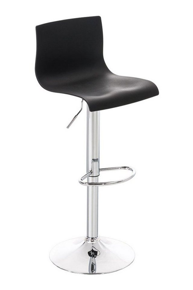 TPFLiving Barhocker höhenverstellbar (mit Fußstütze - Hocker für Küche - Tresenhocker), Gestell Metall Chrom - Sitzfläche: Kunststoff Schwarz von TPFLiving