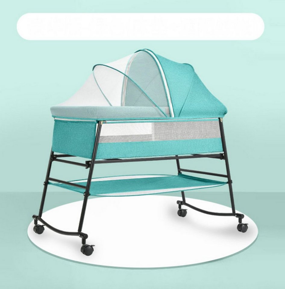 TPFLiving Beistellbett rollbares Babybett Babywiege Liegefläche verstellbar, rollbares Babybett Reisebett mit Aufbewahrungstasche und Mückenschutz von TPFLiving