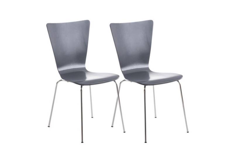 TPFLiving Besucherstuhl Almere - Stuhl mit chromfarbenem Metallgestell (Besucherstuhl - Sitzfläche und Rückenlehne aus Holz, 2 St), Maße (TxBxH): 50 x 43 x 84cm - Farbe: grau von TPFLiving