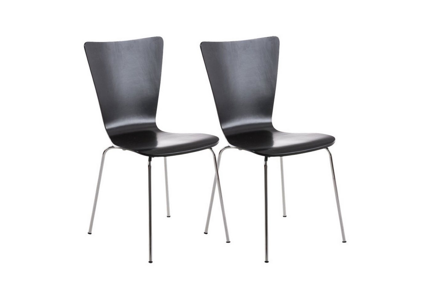 TPFLiving Besucherstuhl Almere - Stuhl mit chromfarbenem Metallgestell (Besucherstuhl - Sitzfläche und Rückenlehne aus Holz, 2 St), Maße (TxBxH): 50 x 43 x 84cm - Farbe: schwarz von TPFLiving