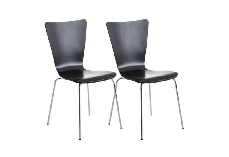TPFLiving Besucherstuhl Almere - Stuhl mit chromfarbenem Metallgestell (Besucherstuhl - Sitzfläche und Rückenlehne aus Holz, 2 St), Maße (TxBxH): 50 x 43 x 84cm - Farbe: schwarz von TPFLiving