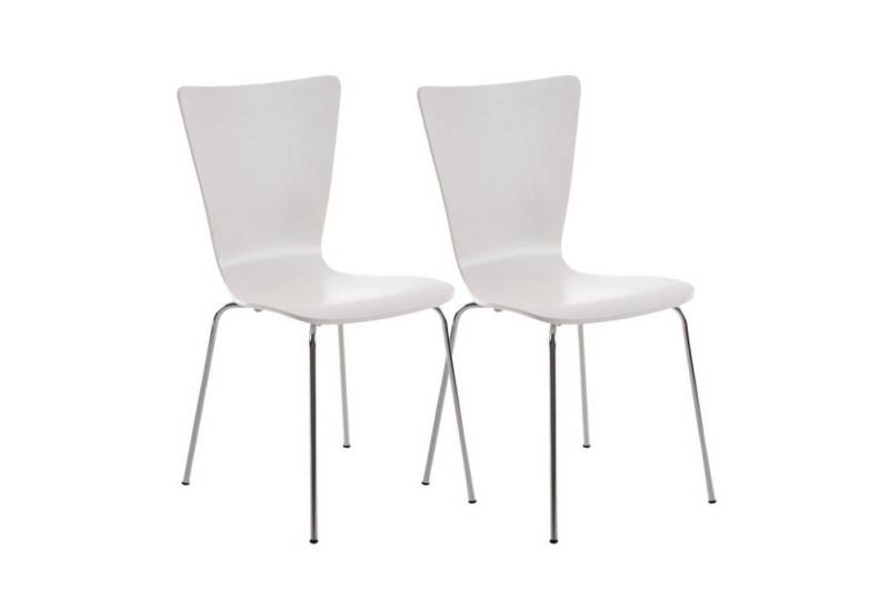 TPFLiving Besucherstuhl Almere - Stuhl mit chromfarbenem Metallgestell (Besucherstuhl - Sitzfläche und Rückenlehne aus Holz, 2 St), Maße (TxBxH): 50 x 43 x 84cm - Farbe: weiß von TPFLiving