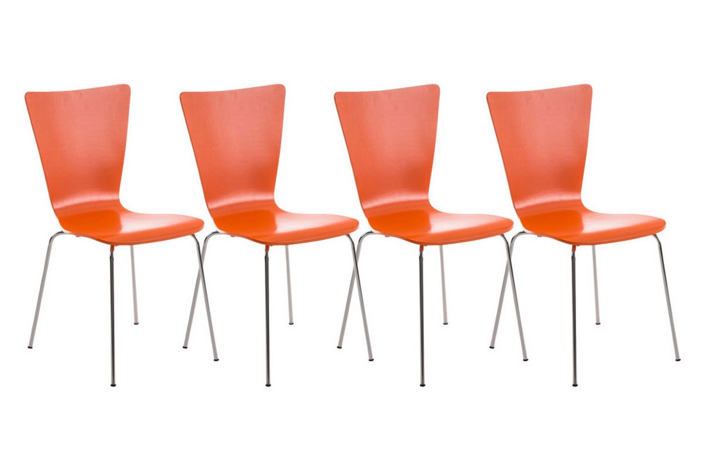 TPFLiving Besucherstuhl Almere - Stuhl mit chromfarbenem Metallgestell (Besucherstuhl - Sitzfläche und Rückenlehne aus Holz, 4 St), Maße (TxBxH): 50 x 43 x 84cm - Farbe: orange von TPFLiving