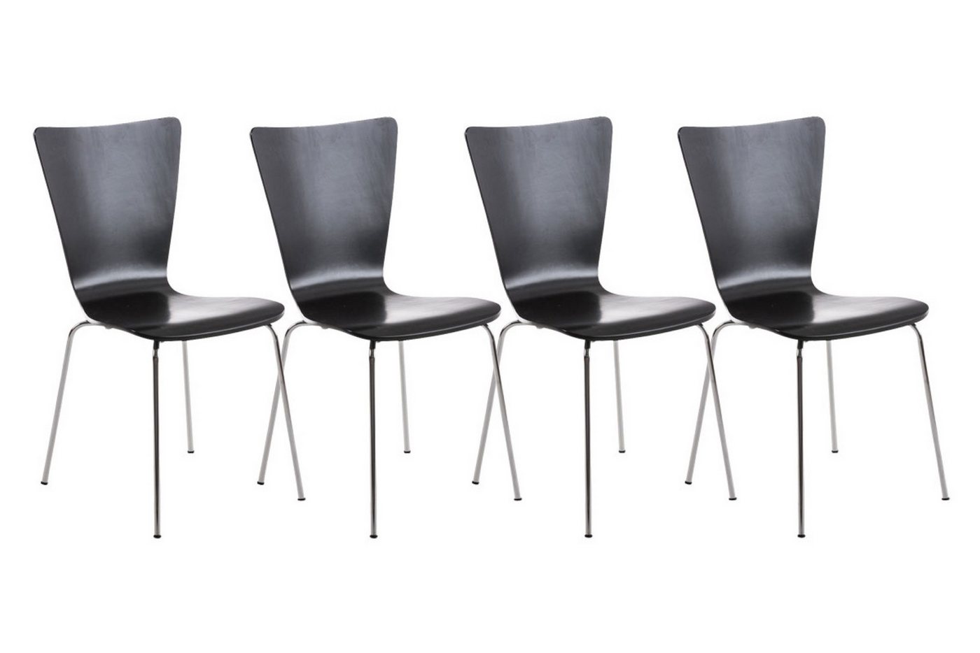 TPFLiving Besucherstuhl Almere - Stuhl mit chromfarbenem Metallgestell (Besucherstuhl - Sitzfläche und Rückenlehne aus Holz, 4 St), Maße (TxBxH): 50 x 43 x 84cm - Farbe: schwarz von TPFLiving