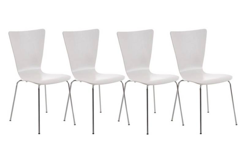 TPFLiving Besucherstuhl Almere - Stuhl mit chromfarbenem Metallgestell (Besucherstuhl - Sitzfläche und Rückenlehne aus Holz, 4 St), Maße (TxBxH): 50 x 43 x 84cm - Farbe: weiß von TPFLiving