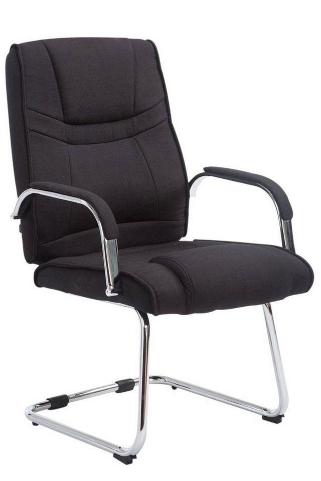 TPFLiving Besucherstuhl Athena mit hochwertig gepolsterter Sitzfläche - Konferenzstuhl (Küchenstuhl - Esszimmerstuhl - Wohnzimmerstuhl), Gestell: Metall chrom - Sitzfläche: Stoff schwarz von TPFLiving