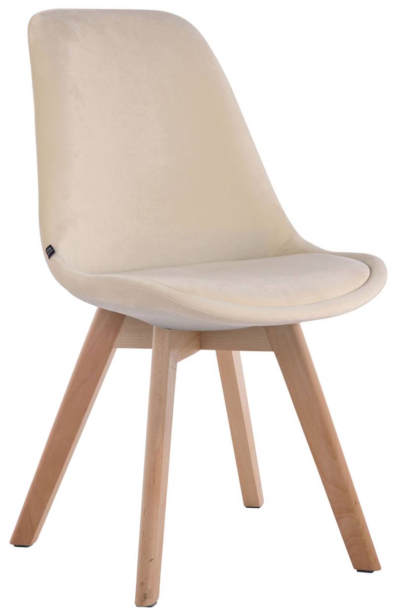 TPFLiving Besucherstuhl Bornova Two Samt Gestell Holz Natura - Creme von TPFLiving