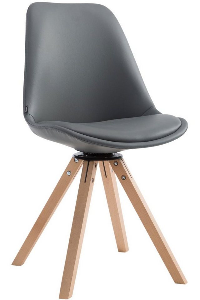 TPFLiving Besucherstuhl Cala mit hochwertig gepolsterter Sitzfläche - Konferenzstuhl (Küchenstuhl - Esszimmerstuhl - Wohnzimmerstuhl), Gestell: Buchenholz Natura square - Sitzfläche: Kunstleder Grau von TPFLiving