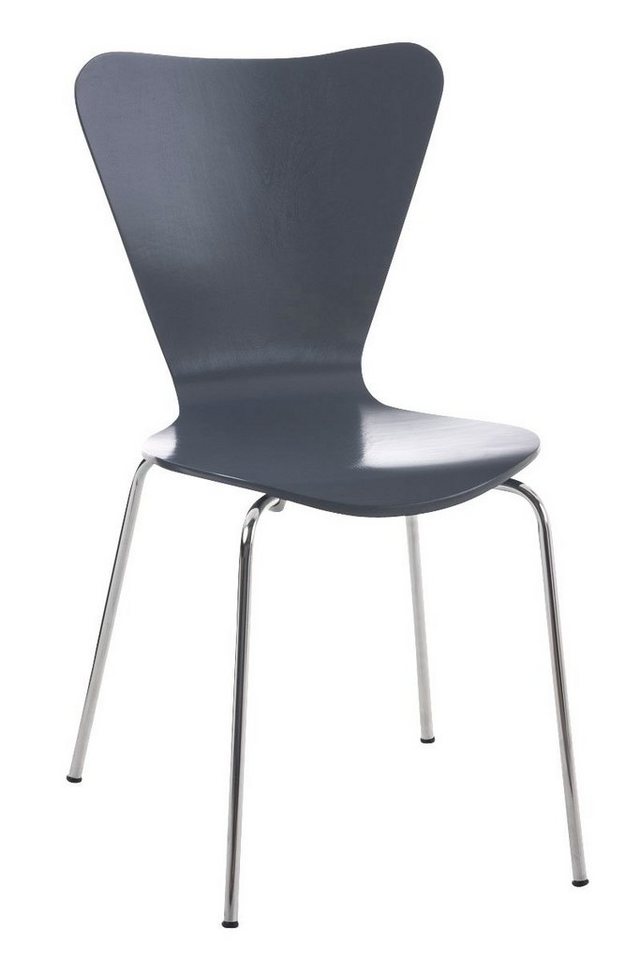 TPFLiving Besucherstuhl Calisso mit ergonomisch geformter Sitzfläche - Konferenzstuhl (Besprechungsstuhl - Warteraumstuhl - Messestuhl), Gestell: Metall chrom - Sitzfläche: Holz Grau von TPFLiving