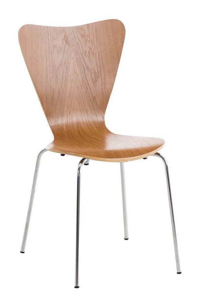TPFLiving Besucherstuhl Calisso mit ergonomisch geformter Sitzfläche - Konferenzstuhl (Besprechungsstuhl - Warteraumstuhl - Messestuhl), Gestell: Metall chrom - Sitzfläche: Holz eiche von TPFLiving