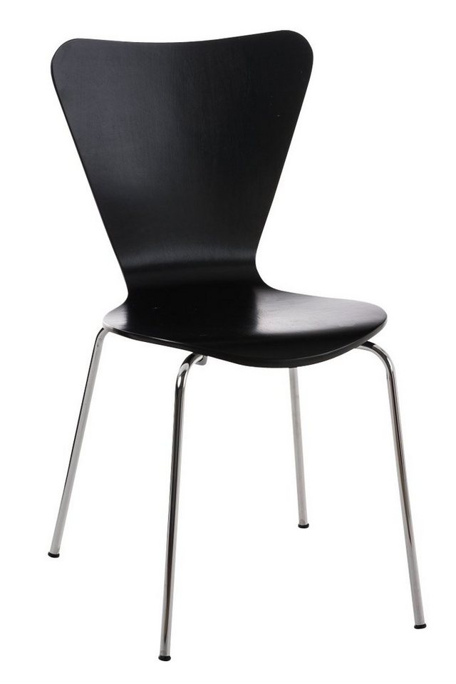TPFLiving Besucherstuhl Calisso mit ergonomisch geformter Sitzfläche - Konferenzstuhl (Besprechungsstuhl - Warteraumstuhl - Messestuhl), Gestell: Metall chrom - Sitzfläche: Holz schwarz von TPFLiving
