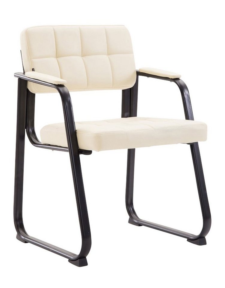 TPFLiving Besucherstuhl Canam mit hochwertig gepolsterter Sitzfläche - Konferenzstuhl (Küchenstuhl - Esszimmerstuhl - Wohnzimmerstuhl), Gestell: Metall matt schwarz - Sitzfläche: Kunstleder Creme von TPFLiving