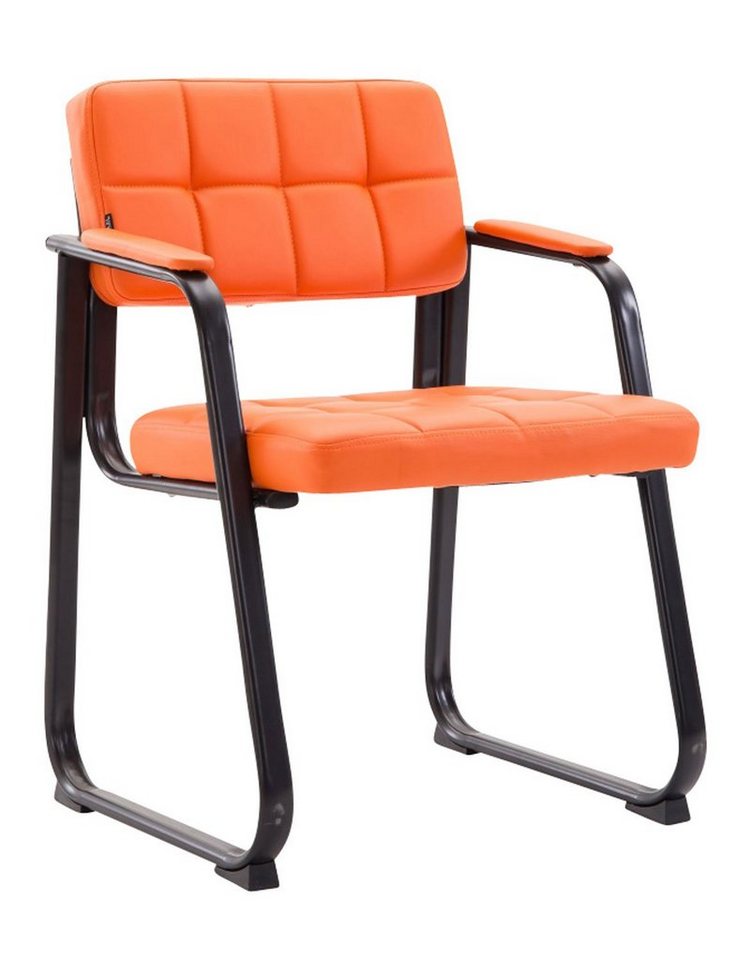 TPFLiving Besucherstuhl Canam mit hochwertig gepolsterter Sitzfläche - Konferenzstuhl (Küchenstuhl - Esszimmerstuhl - Wohnzimmerstuhl), Gestell: Metall matt schwarz - Sitzfläche: Kunstleder Orange von TPFLiving
