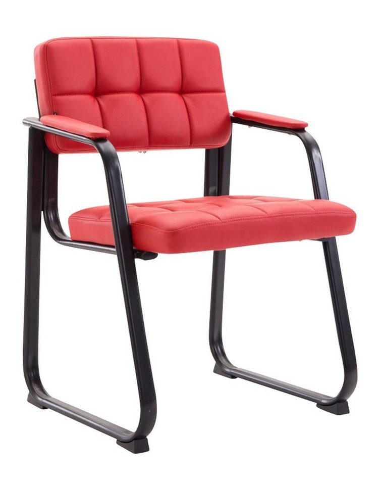 TPFLiving Besucherstuhl Canam mit hochwertig gepolsterter Sitzfläche - Konferenzstuhl (Küchenstuhl - Esszimmerstuhl - Wohnzimmerstuhl), Gestell: Metall matt schwarz - Sitzfläche: Kunstleder rot von TPFLiving