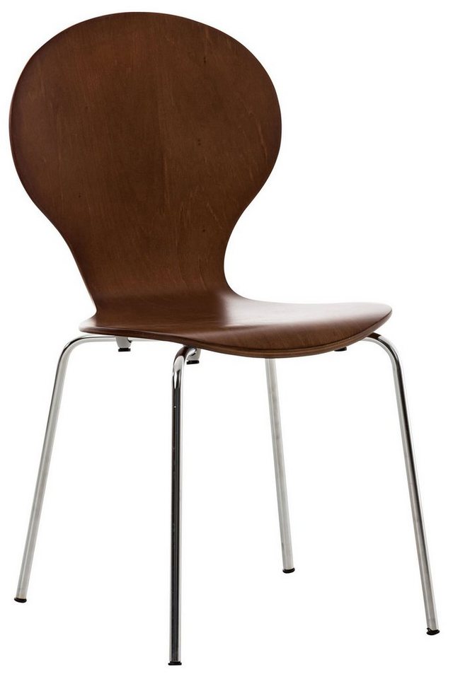 TPFLiving Besucherstuhl Daggy mit ergonomisch geformter Sitzfläche - Konferenzstuhl (Besprechungsstuhl - Warteraumstuhl - Messestuhl), Gestell: Metall chrom - Sitzfläche: Holz braun von TPFLiving