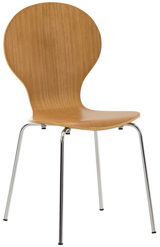 TPFLiving Besucherstuhl Daggy mit ergonomisch geformter Sitzfläche - Konferenzstuhl (Besprechungsstuhl - Warteraumstuhl - Messestuhl), Gestell: Metall chrom - Sitzfläche: Holz eiche von TPFLiving