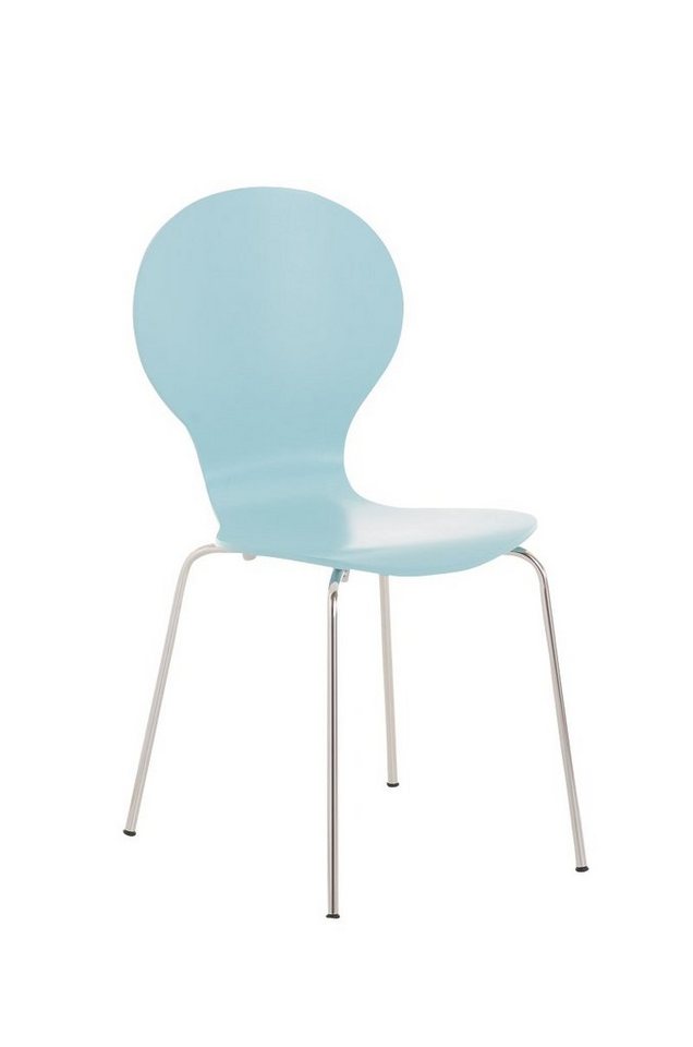 TPFLiving Besucherstuhl Daggy mit ergonomisch geformter Sitzfläche - Konferenzstuhl (Besprechungsstuhl - Warteraumstuhl - Messestuhl), Gestell: Metall chrom - Sitzfläche: Holz hellblau von TPFLiving