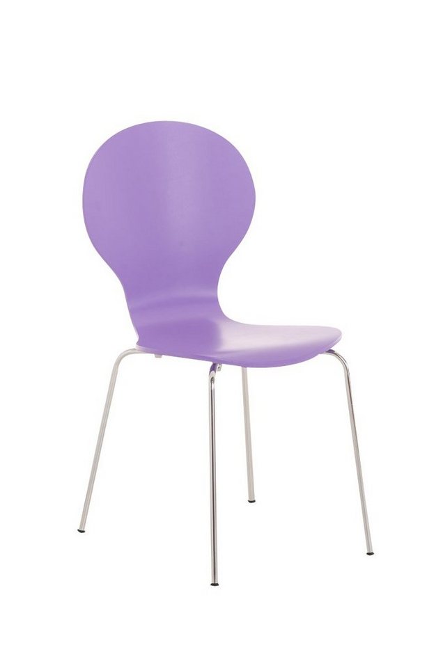 TPFLiving Besucherstuhl Daggy mit ergonomisch geformter Sitzfläche - Konferenzstuhl (Besprechungsstuhl - Warteraumstuhl - Messestuhl), Gestell: Metall chrom - Sitzfläche: Holz lila von TPFLiving