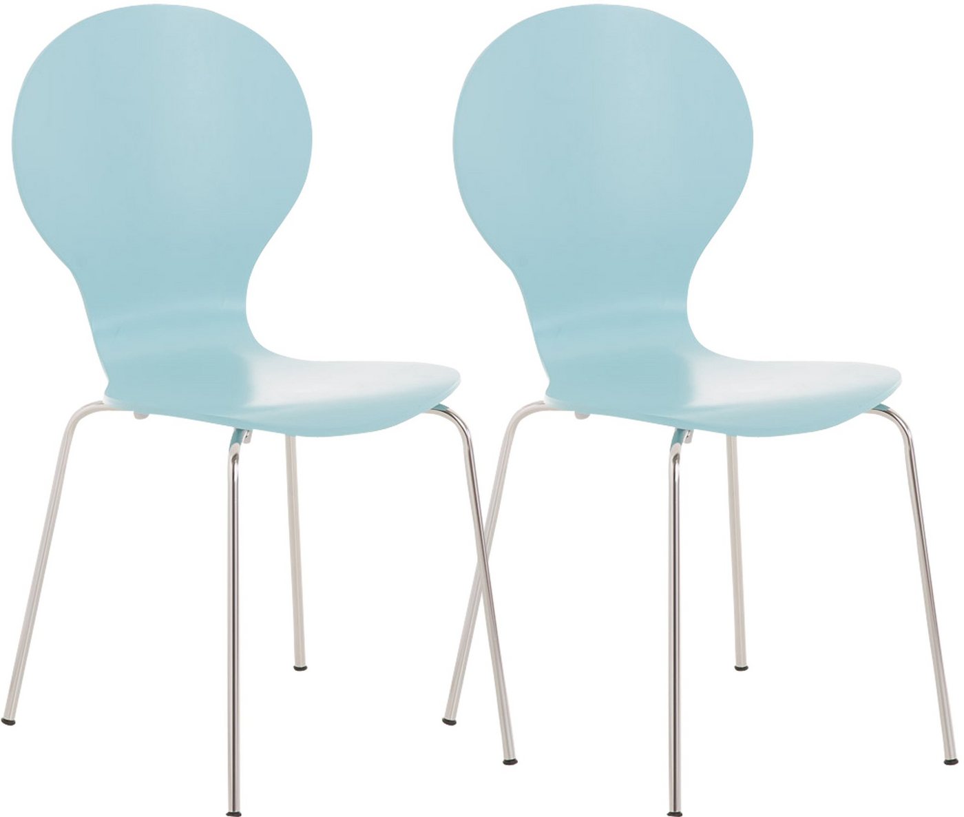 TPFLiving Besucherstuhl Daggy mit ergonomisch geformter Sitzfläche - Konferenzstuhl (Besprechungsstuhl - Warteraumstuhl - Messestuhl, 2 St), Gestell: Metall chrom - Sitzfläche: Holz Hellblau von TPFLiving