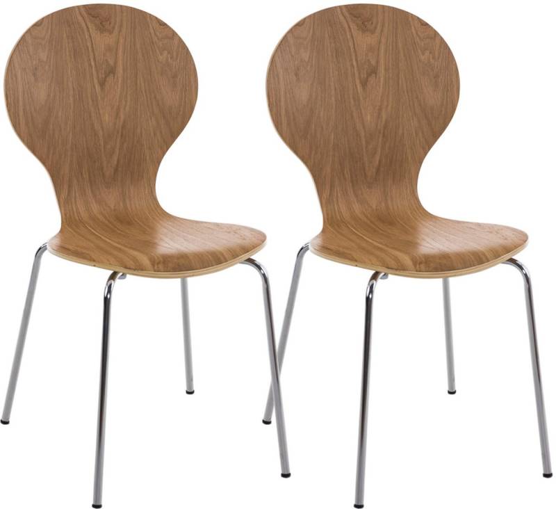 TPFLiving Besucherstuhl Ede - Stuhl mit chromfarbenem Metallgestell (Besucherstuhl - Sitzfläche und Rückenlehne aus Holz, 2 St), Maße (TxBxH): 45 x 43 x 86cm - Farbe: eiche von TPFLiving