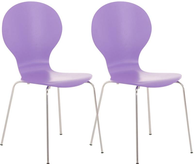 TPFLiving Besucherstuhl Daggy mit ergonomisch geformter Sitzfläche - Konferenzstuhl (Besprechungsstuhl - Warteraumstuhl - Messestuhl, 2 St), Gestell: Metall chrom - Sitzfläche: Holz lila von TPFLiving