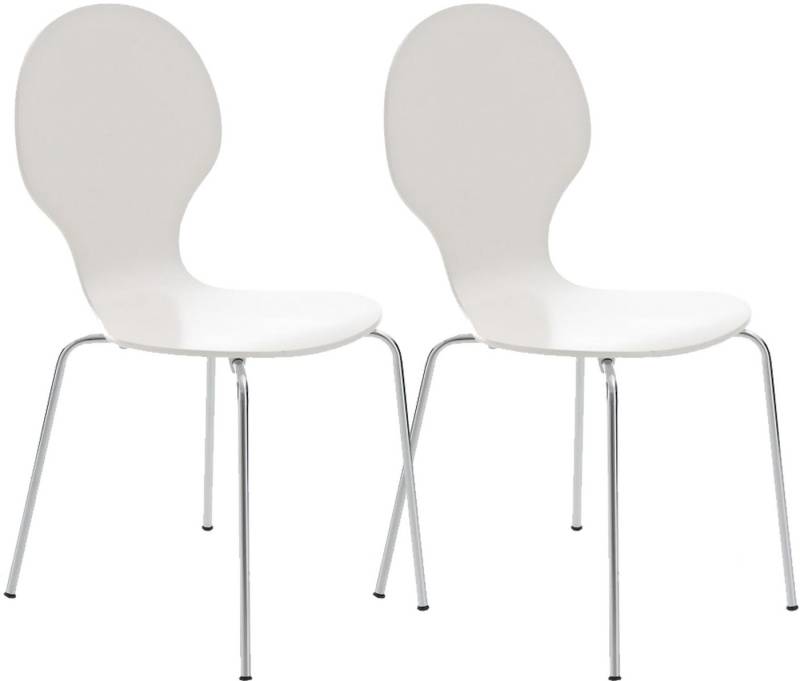 TPFLiving Besucherstuhl Ede - Stuhl mit chromfarbenem Metallgestell (Besucherstuhl - Sitzfläche und Rückenlehne aus Holz, 2 St), Maße (TxBxH): 45 x 43 x 86cm - Farbe: weiß von TPFLiving