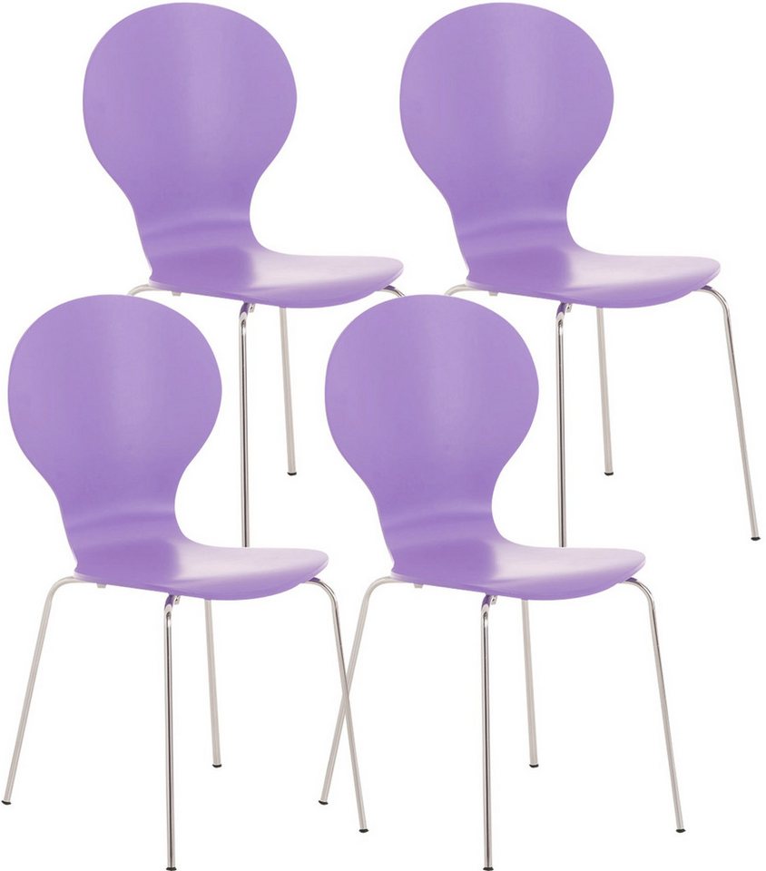 TPFLiving Besucherstuhl Ede - Stuhl mit chromfarbenem Metallgestell (Besucherstuhl - Sitzfläche und Rückenlehne aus Holz, 4 St), Maße (TxBxH): 45 x 43 x 86cm - Farbe: lila von TPFLiving