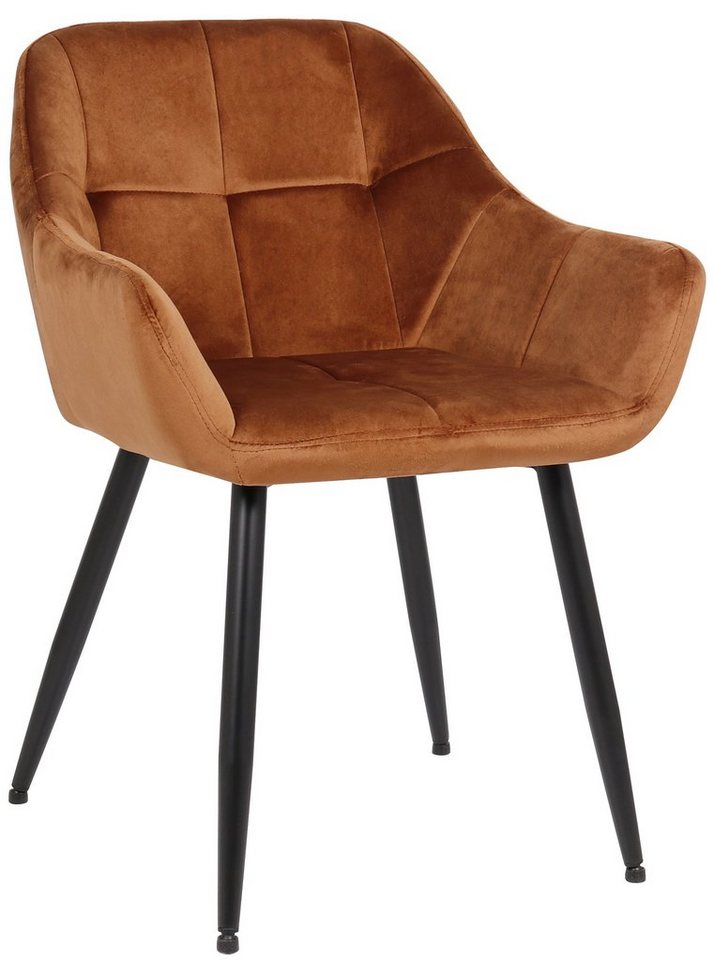 TPFLiving Besucherstuhl Emil mit hochwertig gepolsterter Sitzfläche - Konferenzstuhl (Küchenstuhl - Esszimmerstuhl - Wohnzimmerstuhl), Gestell: Metall matt schwarz - Sitzfläche: Samt Braun von TPFLiving