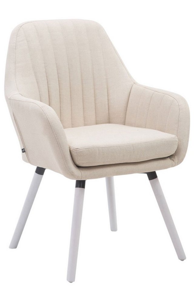 TPFLiving Besucherstuhl Fontana - Besucherstuhl mit Stoffbezug (Wohnzimmerstuhl - Gestell Holz weiß), Maße (TxBxH): 58 x 67 x 93cm - Farbe: creme von TPFLiving