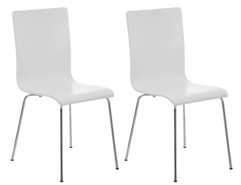 TPFLiving Besucherstuhl Gant - Stuhl mit chromfarbenem Metallgestell (Besucherstuhl - Sitzfläche und Rückenlehne aus Holz, 2 St), Maße (TxBxH): 47 x 43 x 87cm - Farbe: weiß von TPFLiving