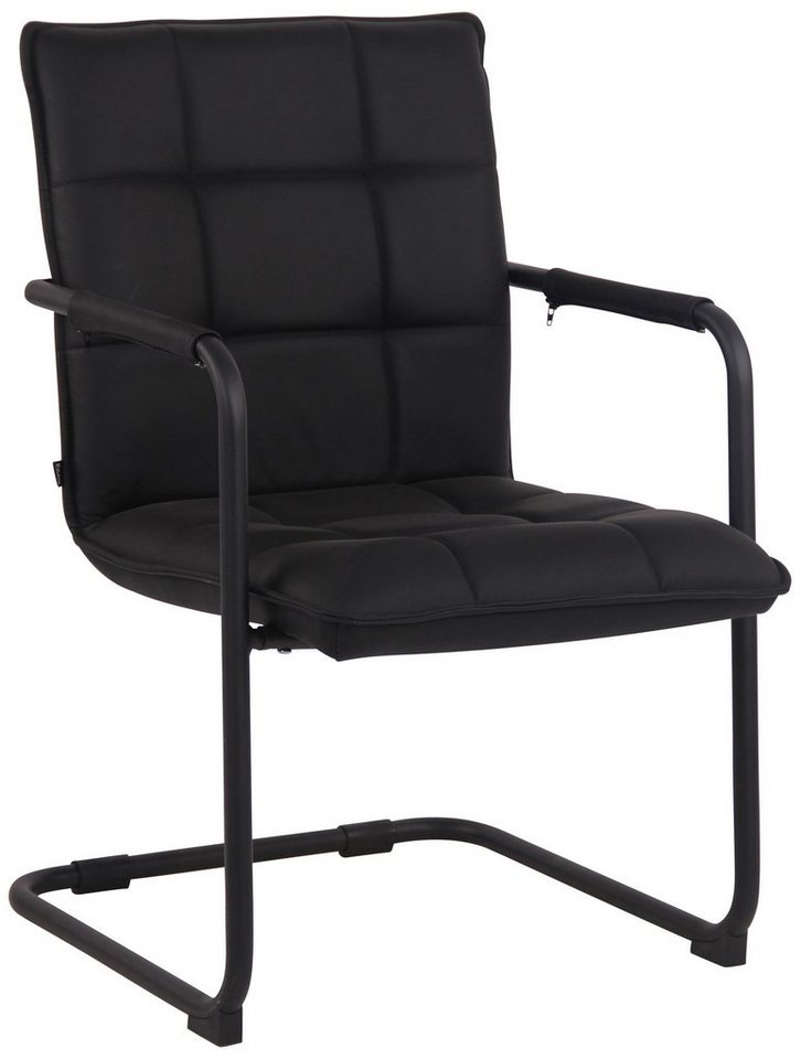 TPFLiving Besucherstuhl Gant mit hochwertig gepolsterter Sitzfläche - Konferenzstuhl (Küchenstuhl - Esszimmerstuhl - Wohnzimmerstuhl), Gestell: Metall schwarz - Sitzfläche: Echtleder schwarz von TPFLiving