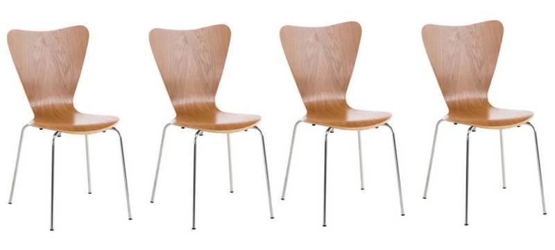 TPFLiving Besucherstuhl Groningen - Stuhl mit chromfarbenem Metallgestell (Besucherstuhl - Sitzfläche und Rückenlehne aus Holz, 4 St), Maße (TxBxH): 47 x 46 x 81cm - Farbe: eiche von TPFLiving