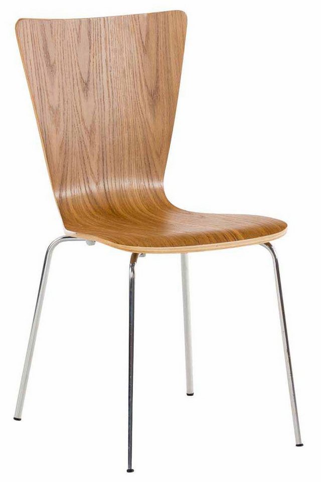 TPFLiving Besucherstuhl Jaron mit ergonomisch geformter Sitzfläche - Konferenzstuhl (Besprechungsstuhl - Warteraumstuhl - Messestuhl), Gestell: Metall chrom - Sitzfläche: Holz eiche von TPFLiving