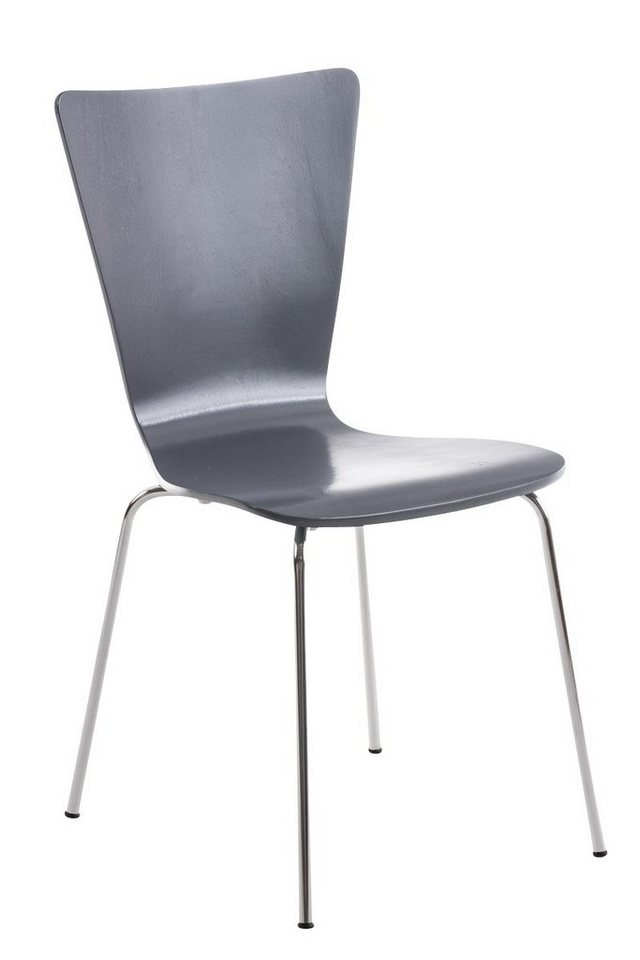 TPFLiving Besucherstuhl Jaron mit ergonomisch geformter Sitzfläche - Konferenzstuhl (Besprechungsstuhl - Warteraumstuhl - Messestuhl), Gestell: Metall chrom - Sitzfläche: Holz grau von TPFLiving