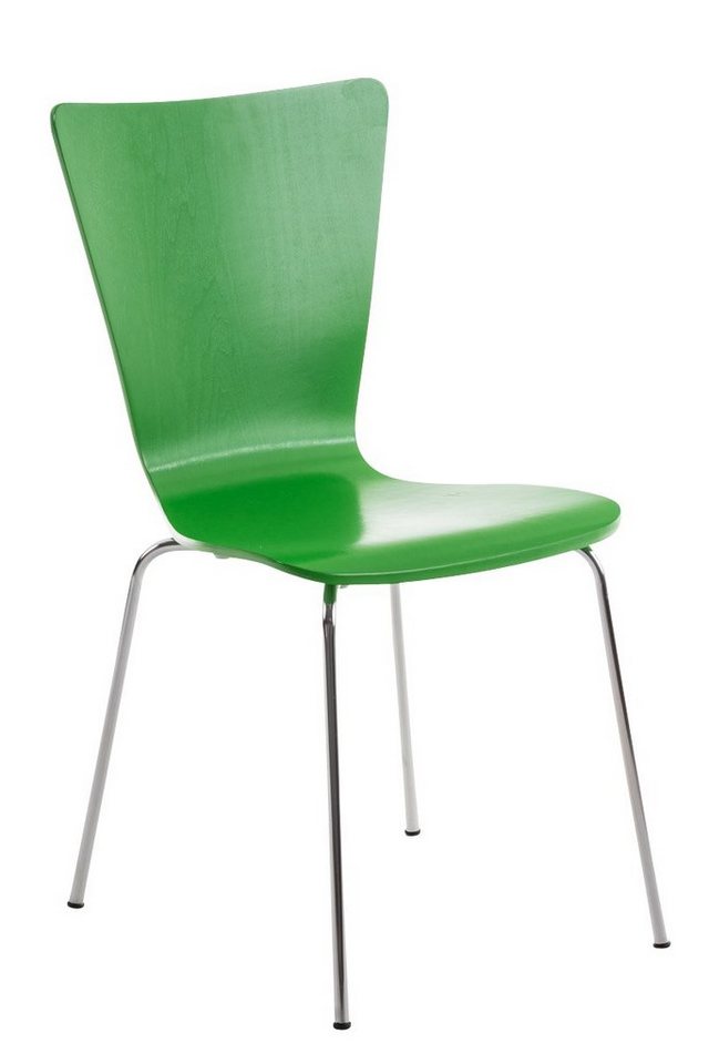 TPFLiving Besucherstuhl Jaron mit ergonomisch geformter Sitzfläche - Konferenzstuhl (Besprechungsstuhl - Warteraumstuhl - Messestuhl), Gestell: Metall chrom - Sitzfläche: Holz grün von TPFLiving