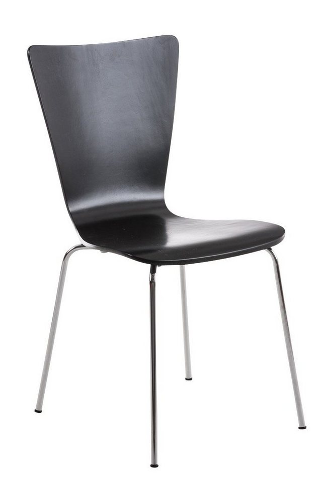 TPFLiving Besucherstuhl Jaron mit ergonomisch geformter Sitzfläche - Konferenzstuhl (Besprechungsstuhl - Warteraumstuhl - Messestuhl), Gestell: Metall chrom - Sitzfläche: Holz schwarz von TPFLiving