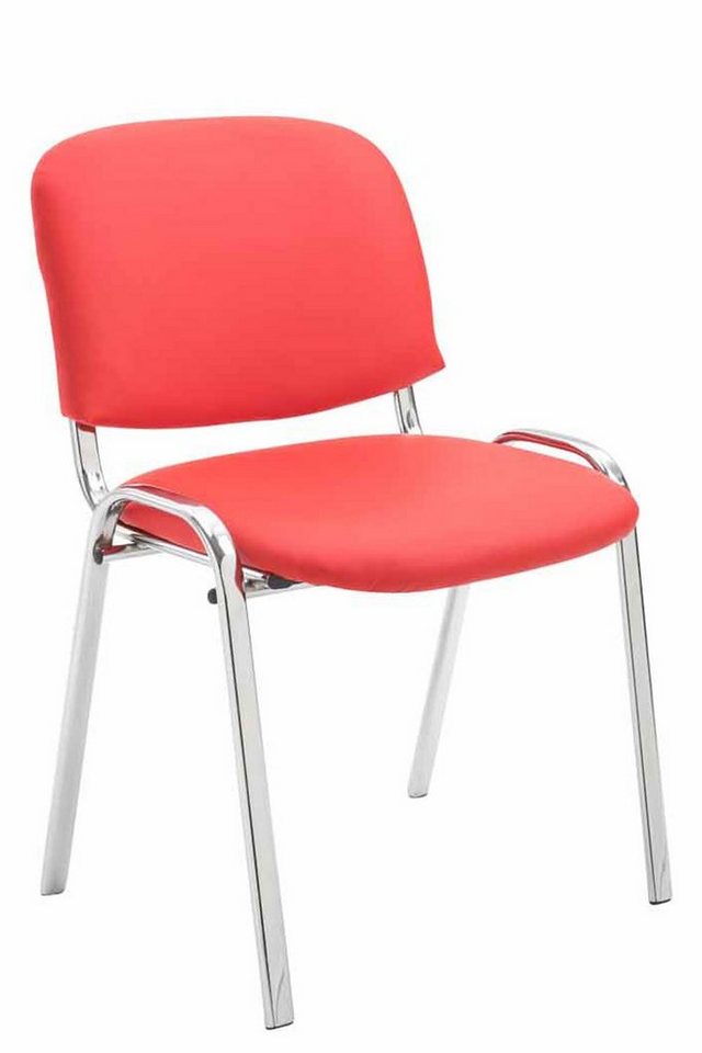 TPFLiving Besucherstuhl Keen mit hochwertiger Polsterung - Konferenzstuhl (Besprechungsstuhl - Warteraumstuhl - Messestuhl), Gestell: Metall chrom - Sitzfläche: Kunstleder rot von TPFLiving