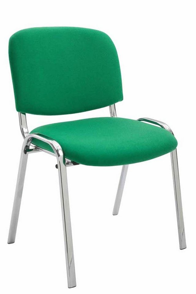TPFLiving Besucherstuhl Keen mit hochwertiger Polsterung - Konferenzstuhl (Besprechungsstuhl - Warteraumstuhl - Messestuhl), Gestell: Metall chrom - Sitzfläche: Stoff grün von TPFLiving