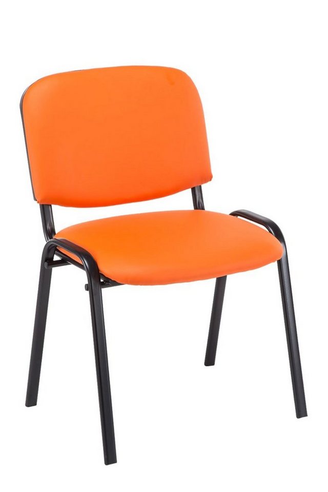 TPFLiving Besucherstuhl Keen mit hochwertiger Polsterung - Konferenzstuhl (Besprechungsstuhl - Warteraumstuhl - Messestuhl), Gestell: Metall matt schwarz - Sitzfläche: Kunstleder orange von TPFLiving