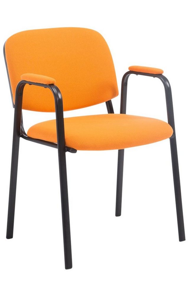 TPFLiving Besucherstuhl Keen mit hochwertiger Polsterung - Konferenzstuhl (Besprechungsstuhl - Warteraumstuhl - Messestuhl), Gestell: Metall schwarz - Sitzfläche: Stoff orange von TPFLiving