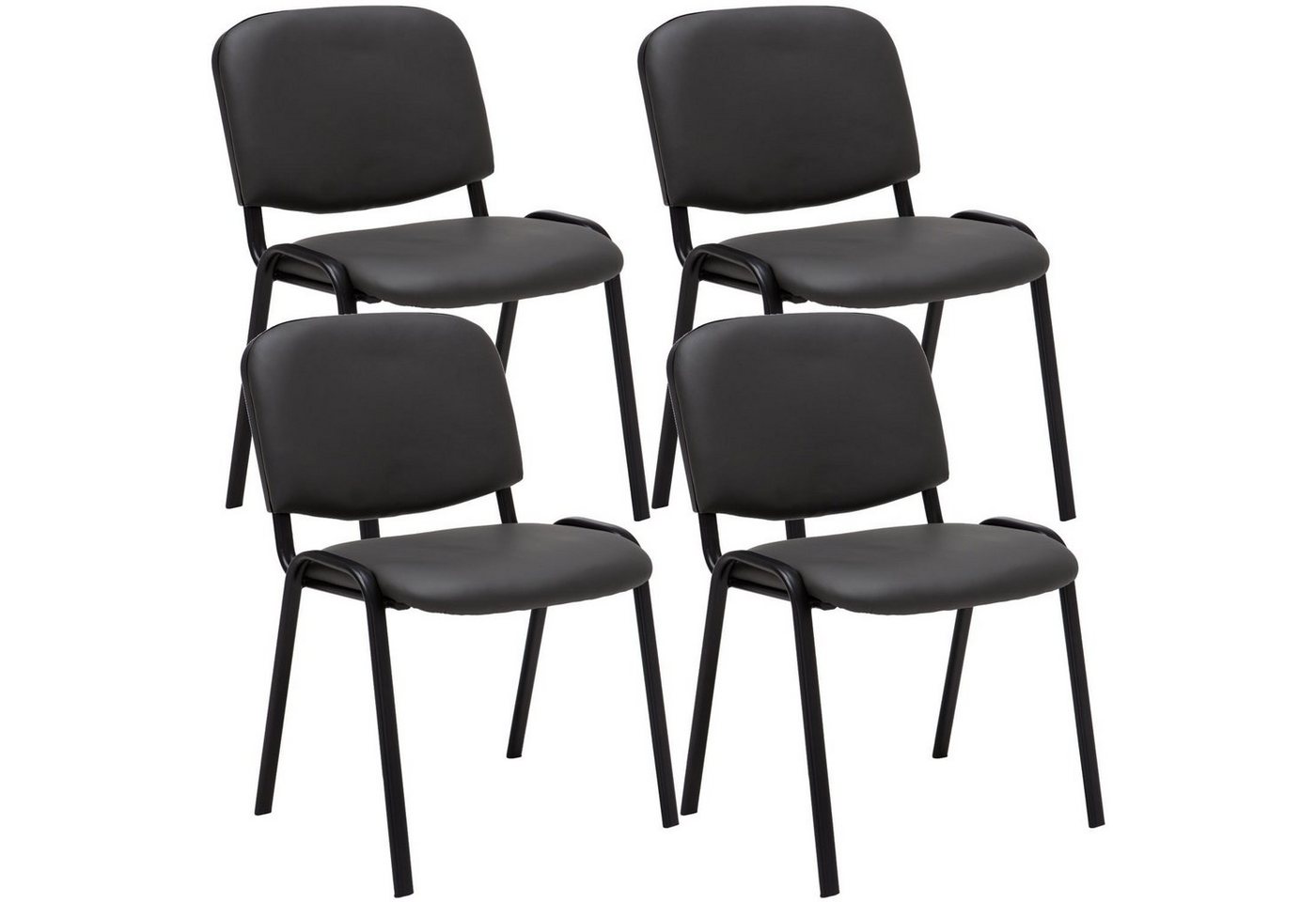 TPFLiving Besucherstuhl Keen mit hochwertiger Polsterung - Konferenzstuhl (Besprechungsstuhl - Warteraumstuhl - Messestuhl, 4 St), Gestell: Metall matt schwarz - Sitzfläche: Kunstleder Grau von TPFLiving