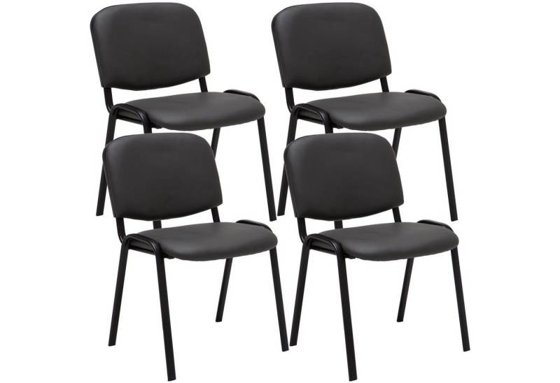 TPFLiving Besucherstuhl Keen mit hochwertiger Polsterung - Konferenzstuhl (Besprechungsstuhl - Warteraumstuhl - Messestuhl, 4 St), Gestell: Metall matt schwarz - Sitzfläche: Kunstleder Grau von TPFLiving