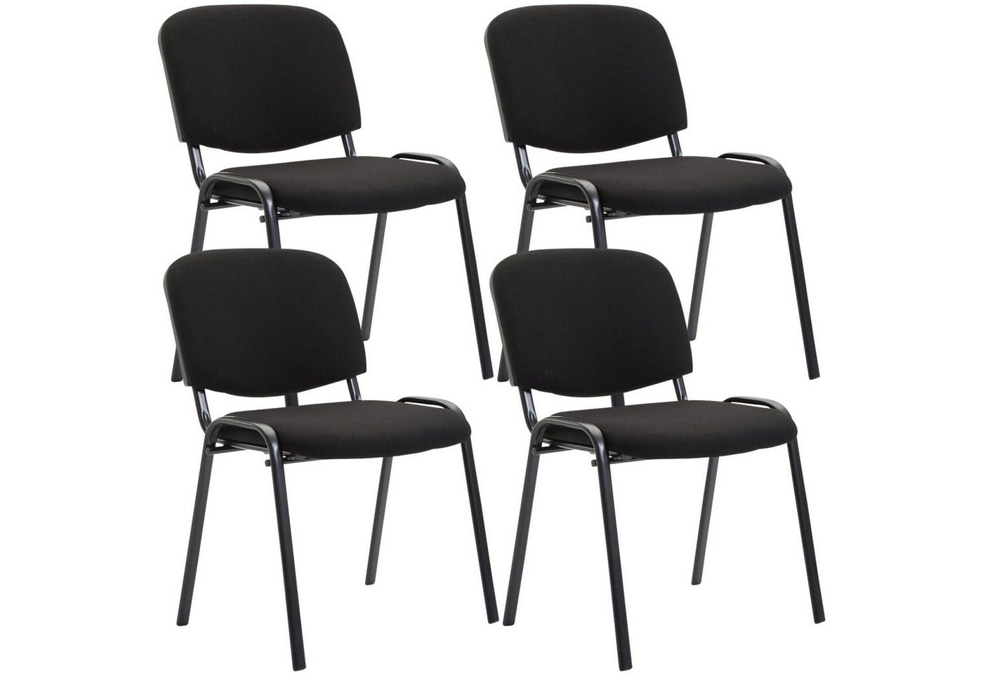TPFLiving Besucherstuhl Keen mit hochwertiger Polsterung - Konferenzstuhl (Besprechungsstuhl - Warteraumstuhl - Messestuhl, 4 St), Gestell: Metall schwarz - Sitzfläche: Stoff schwarz von TPFLiving