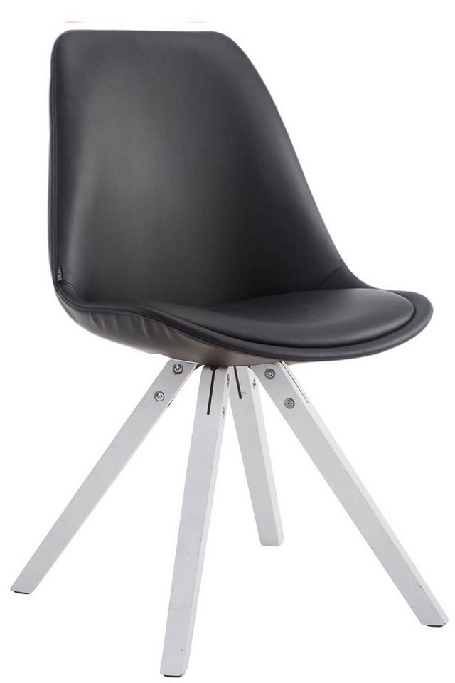 TPFLiving Besucherstuhl Lauva mit hochwertig gepolsterter Sitzfläche - Konferenzstuhl (Küchenstuhl - Esszimmerstuhl - Wohnzimmerstuhl), Gestell: Buchenholz weiß square - Sitzfläche: Kunstleder schwarz von TPFLiving