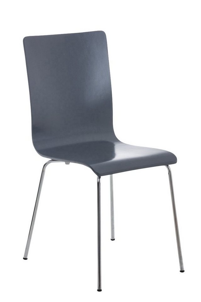 TPFLiving Besucherstuhl Peppo mit ergonomisch geformter Sitzfläche - Konferenzstuhl (Besprechungsstuhl - Warteraumstuhl - Messestuhl), Gestell: Metall chrom - Sitzfläche: Holz Grau von TPFLiving