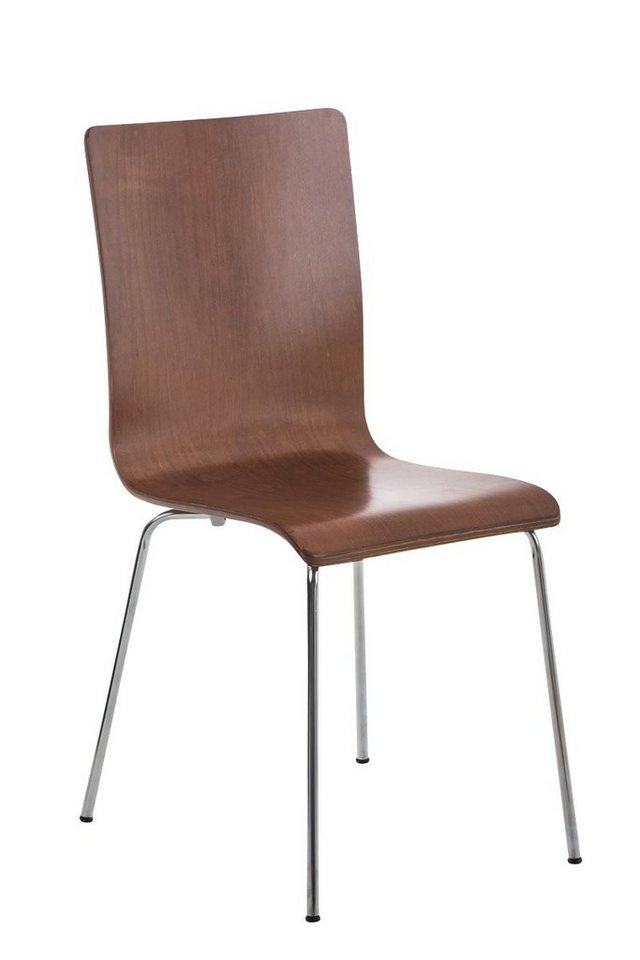 TPFLiving Besucherstuhl Peppo mit ergonomisch geformter Sitzfläche - Konferenzstuhl (Besprechungsstuhl - Warteraumstuhl - Messestuhl), Gestell: Metall chrom - Sitzfläche: Holz braun von TPFLiving