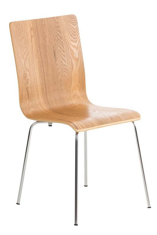 TPFLiving Besucherstuhl Peppo mit ergonomisch geformter Sitzfläche - Konferenzstuhl (Besprechungsstuhl - Warteraumstuhl - Messestuhl), Gestell: Metall chrom - Sitzfläche: Holz eiche von TPFLiving