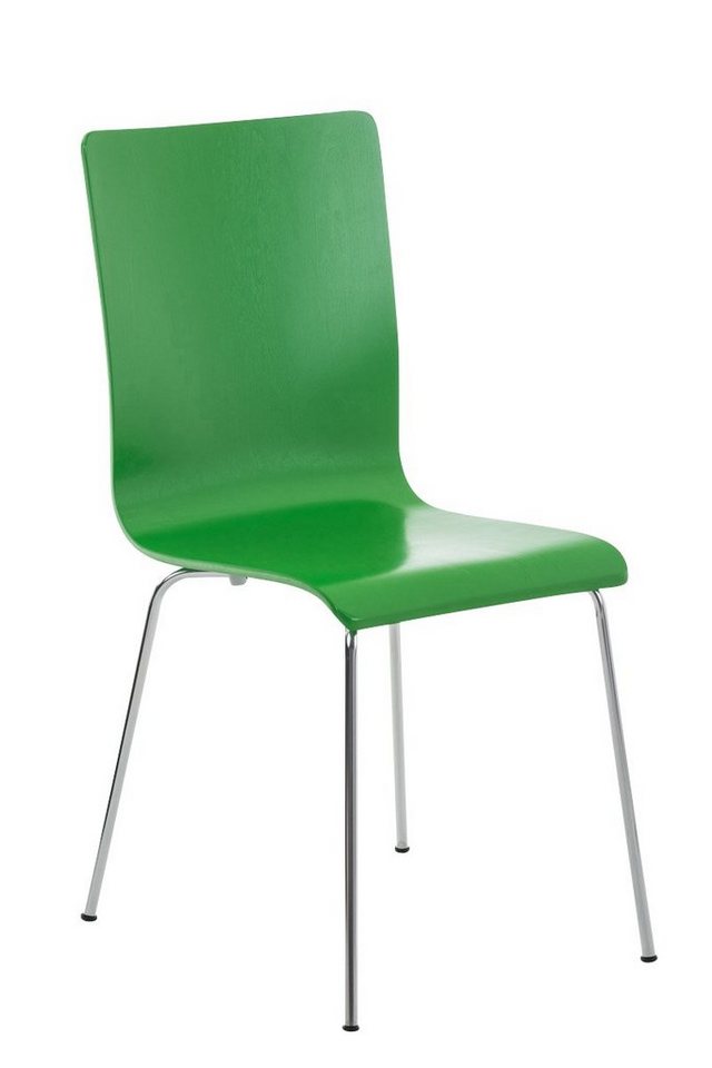 TPFLiving Besucherstuhl Peppo mit ergonomisch geformter Sitzfläche - Konferenzstuhl (Besprechungsstuhl - Warteraumstuhl - Messestuhl), Gestell: Metall chrom - Sitzfläche: Holz grün von TPFLiving